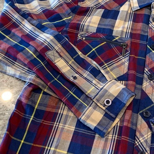Vintage JNCO Men’s Button Front Shirt Red Blue Plaid Long Sleeve Size XXL - Picture 4 of 11