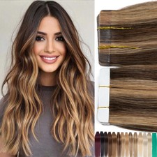 Seamless Double Sided Glue On Human Hair Extensions Tape In/ On Caramel Brown US