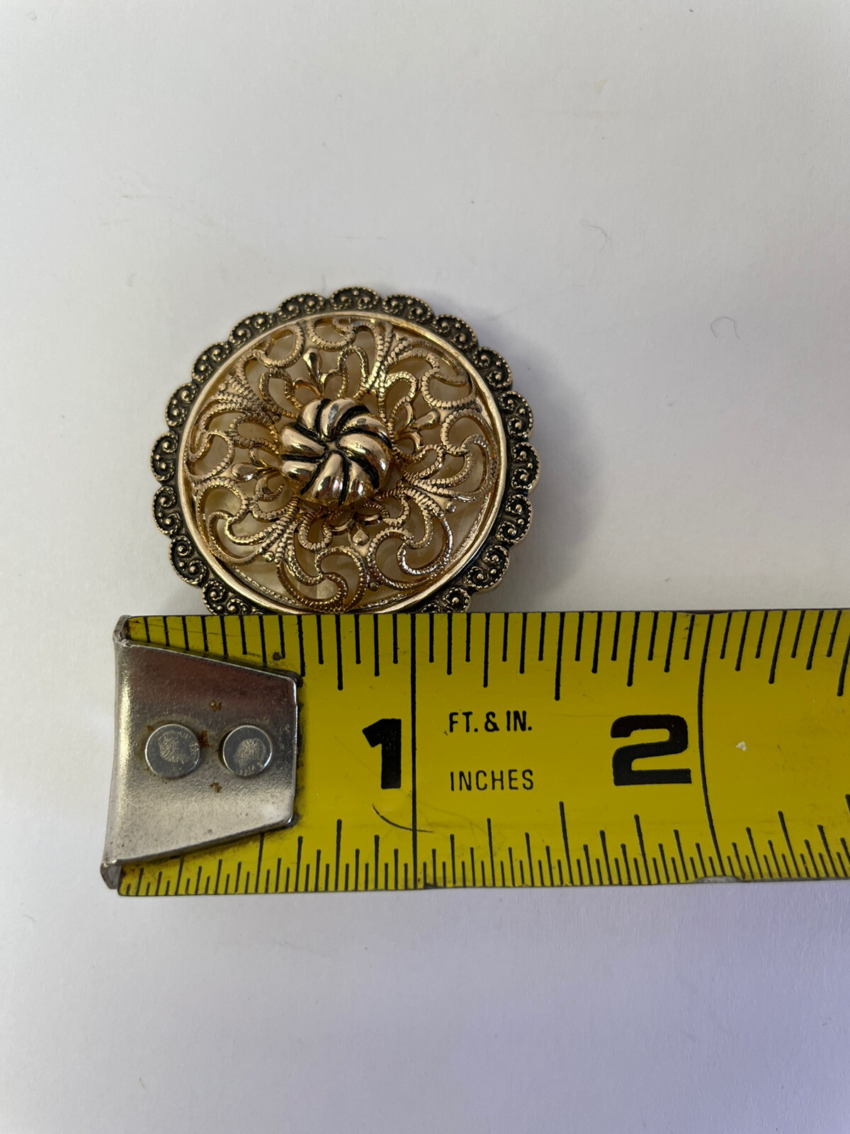 Vintage Scarf Clip West Germany Circle Intricate 3 Di… Gem