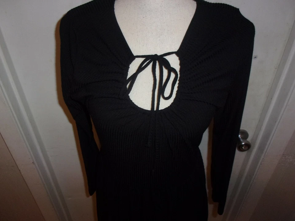 ModCloth Womens size Small ribbed dress Black Stretchy Casual (B67) - Image 3 of 4