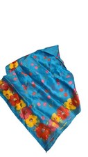 Vintage Baar  Beards Square Scarf Women's Blue Floral  Cherries 30x30