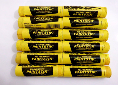 12 Yellow All Weather Paintstik Paint Sticks Livestock Marker Swine Cow Sow Pig