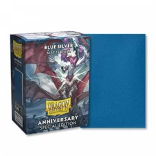 Matte Dual: Blue-Silver Anniversary Dragon Shield 100 ct. Standard Size Sleeves