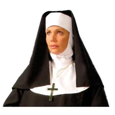 Women's 3 Piece Nun Deluxe Halloween Costume Headdress Habit