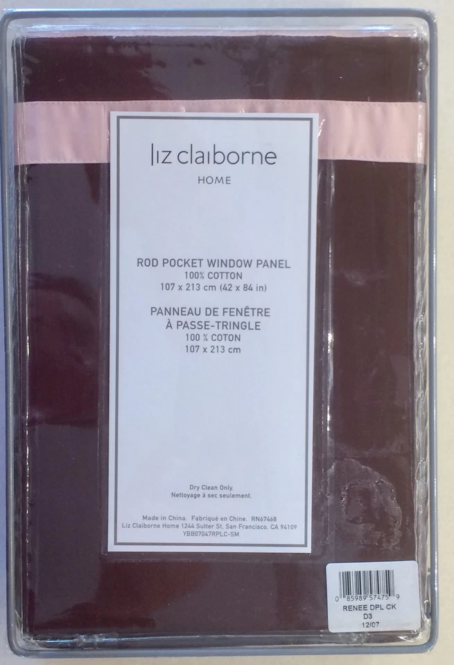 1 Pack Liz Claiborne Window Panel 42" x 84" Panel (NEW, FACTORY SEALED) - Image 2 of 2