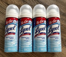 Lysol To Go Travel Disinfectant Spray Crisp Linen 1.5 fl oz Lot of 4