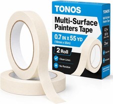 White Masking Tape, 2 Rolls, 0.7 in x 55 yd Each, White Painters Tape for