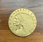1909 Indian Head 2 1/2 Dollar Gold Coin