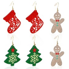 3 Pairs Christmas Earrings For Women Gift Holiday Earrings Set Christmas Jewe...