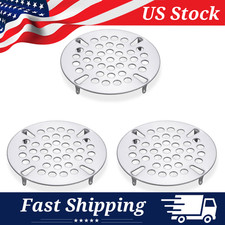 3 Pcs Flat Strainer Cover for 3-1/2" Commercial Sink Drain, 304 Stainless Steel