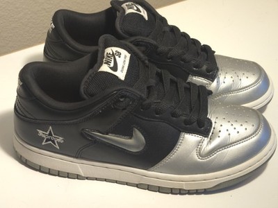 Nike SB Dunk Low Pro x Supreme Silver Black Metallic Men's Size 6