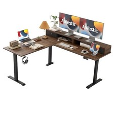 63 x 55 INCH L Shaped Electric Standing Desk 63 55 Inch Drawer-dark Walnut