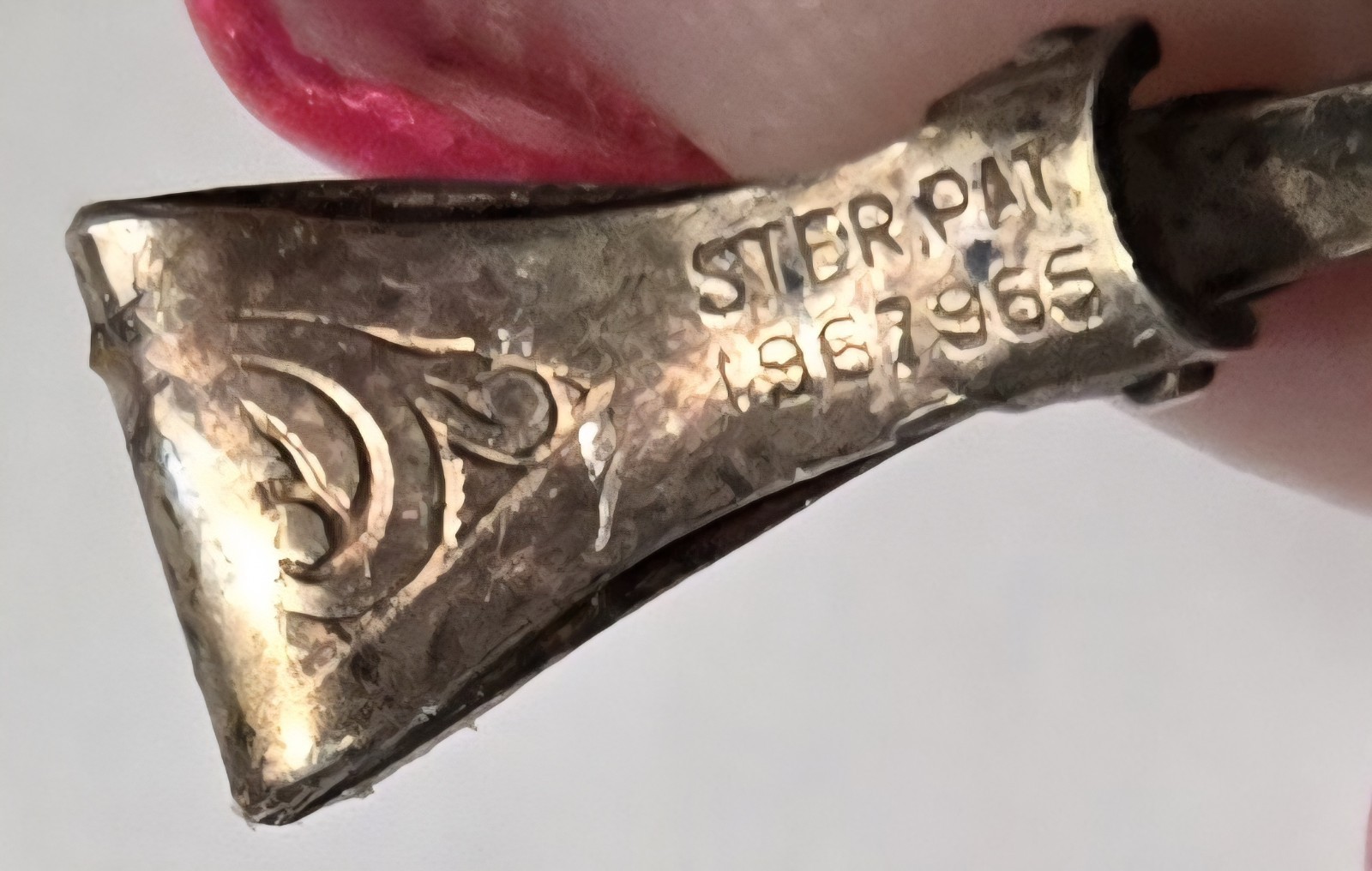 Vintage Signed Sterling Silver Ruby Red Rhineston… - image 4