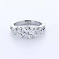3-Stone Engagement Ring Vintage Platinum 2.58 CT Round Lab-Grown Diamond F SI2