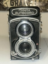 Vintage MINOLTA AUTOCORD TLR Film Camera ROKKOR 75mm F/3.5 Lens JAPAN 169201