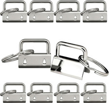 10 Sets Key Fob Hardware 1 Inch with Keychain Rings Wristlet Ends and Clamps for