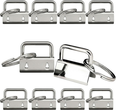 10 Sets Key Fob Hardware 1 Inch with Keychain Rings Wristlet Ends and Clamps for