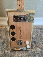 Cigar Box Guitar 3-String Metal Frets, Piezo Sound, PU