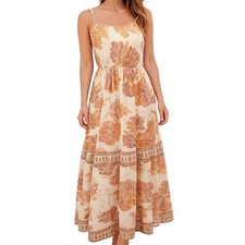 FARM Rio Long Maxi Dress Size M Floral Print Sundress Tiered Boho floral