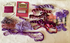 Needlepoint Threads Lot of 18 Lavenders Assorted Brands Metallics New and Used