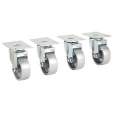 Klutch 3in. Steel Swivel Casters 4-pack 2400-lb. Capacity