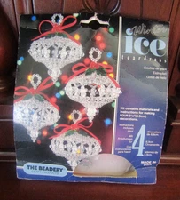 Vintage 1991 The Beadery Winter Ice Christmas Ornament Kit “Teardrops'' #4830