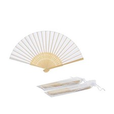 24pcs Silk Hand Fan Silk Fabric Bamboo Handheld Folded Fan Bridal White