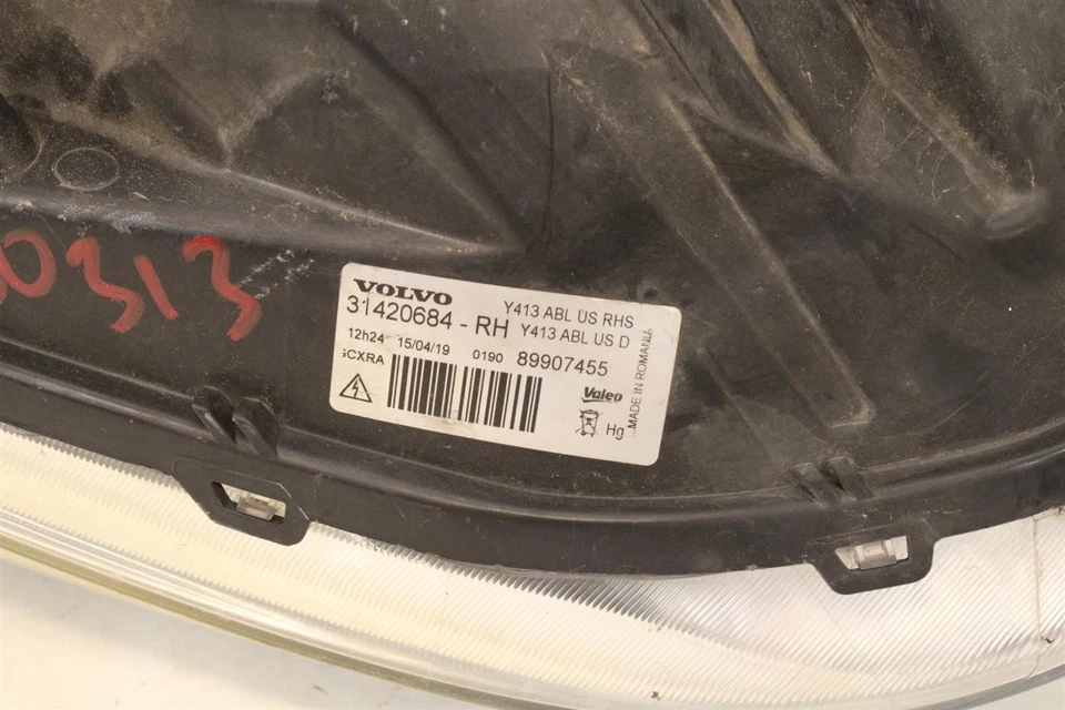 HEADLIGHT LAMP ASSEMBLY Volvo S60 XC60 09 10 11 12 13 Right 1414810 - Изображение 2 из 4