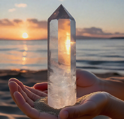 #ad Natural Clear Quartz Tower Point Crystal White Crystal Obelisk Healing Crystal $16.65