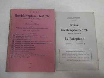 A Buchfahrplan Fahrplan DB Heft 2 b 1962 62 Windschläg Offenburg Heidelberg Rbf.