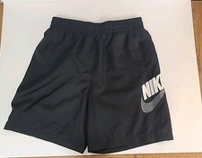 Vintage 90's Y2K Nike Big Swoosh Logo Polyester Shorts Youth Size XL Black