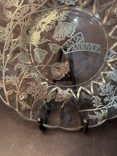 Vintage 25th Anniversary Silver Overlay Plate, Excellent Condition - Picture 5 of 6