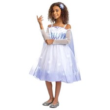 Girls Frozen Lights Up Snow Queen Elsa Purple Dress Halloween Costume
