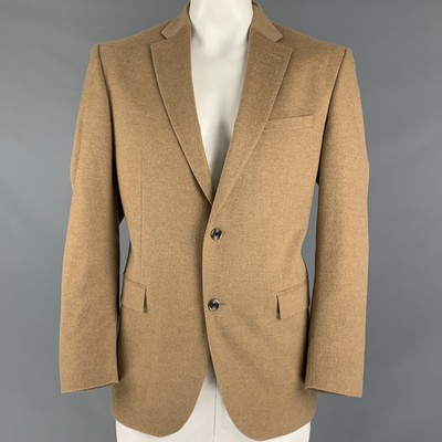 SAKS FIFTH AVENUE Größe 44 Hellbraun Kaschmir Kerbe Revers Sport Mantel