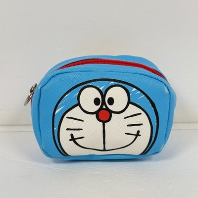 Official I'm Doraemon Coin Case Zipper Pouch Bag Clip Keychain Blue White Red