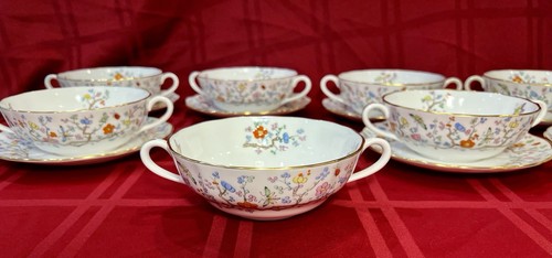 VINTAGE SPODE SHANGHAI R5321 HANDLED FOOTED CREAM SOUP BOWL & SAUCER - Picture 8 of 24