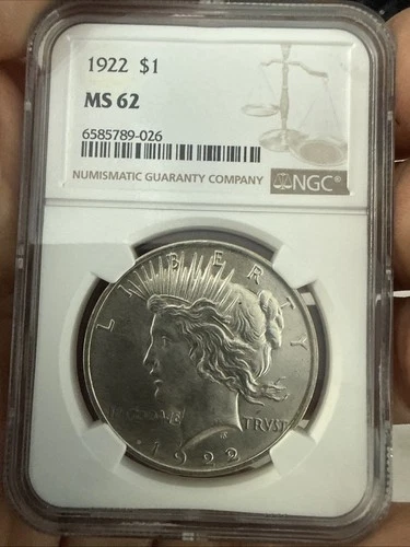 1922-P Peace Silver Dollar $1 NGC MS62 Uncirculated 90% silver