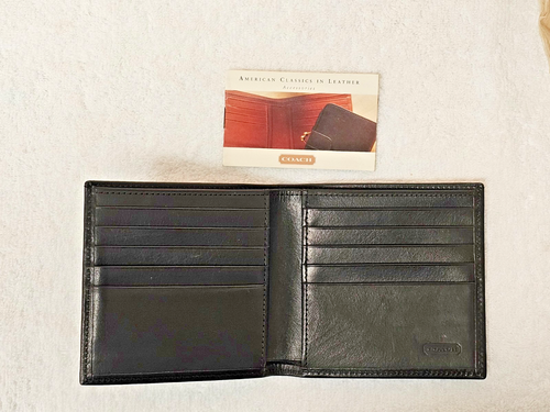 Vintage Coach Water Buffalo Leather Bifold Wallet NIB w/ Box Black USA - Picture 6 of 13