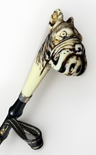 French BullDog-Boston Terrier Head 22.5" Shoehorn VTG Ivory Tortoise Shell Look