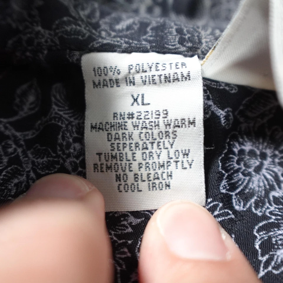 Camisa Kennington De Colección Para Hombres XL Negra Blanca Floral Aloha Playa Exterior Por Todas Partes Foto 4 de 4