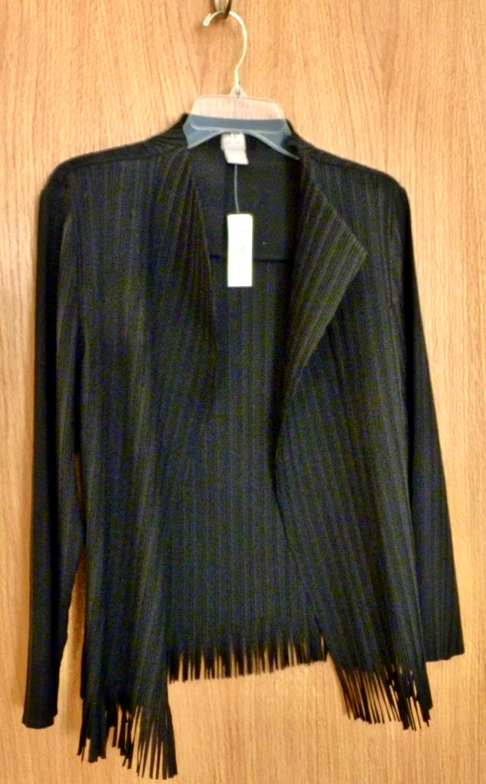 CHICO’S Travelers Fringe Pleated Jacket One Size / L $119 NWT!