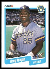 1990 Fleer #339 Greg Vaughn Milwaukee Brewers Rookie Baseball Card. rookie card picture