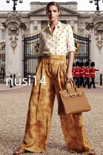 ZARA NEW WOMAN MID-RISE ZW COLL PRINTED PANTS WIDE-LEG OCHER XS-XL 1962/123/703