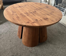Round Wood Coffee Table Brown Medium Wood Tone Solid Indoor 80x45x50cm