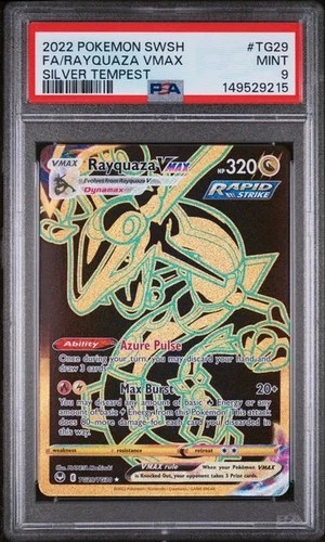 2022 POKEMON SWORD & SHIELD #TG29 FA/RAYQUAZA VMAX SILVER TEMPEST PSA 9