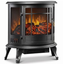 Electric Fireplace Stove Freestanding Electric Fire Heater with Realistic Black