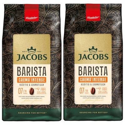 JACOBS Kaffeebohnen Barista Editions Crema Intense 2 x 1 kg ganze Kaffee Bohnen