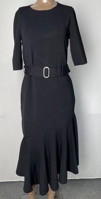 Ted Baker Womens Midi Dress Black Size 10 Samalee Flippy Hem Knitted With Belt