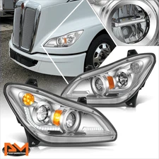 For 22-25 Kenworth T680 Next Gen Full LED 3D Light Bar Chrome Headlights/Lamps