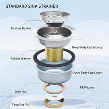 3-1/2 Inch Sink Drain Strainer, Kitchen Sink Drain Strainer, Kitchen Sink Dra...